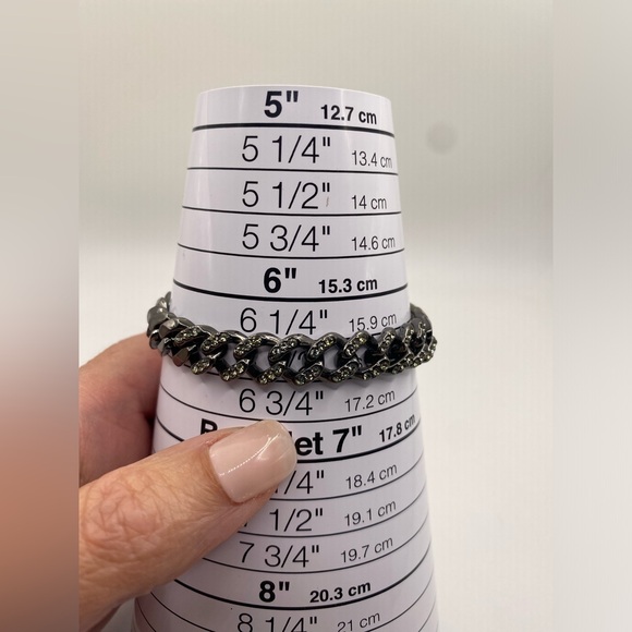 Givenchy Gunmetal Chain Link Bracelet with Swarovski Crystals Gorgeous - Picture 5 of 9